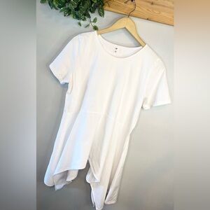 Classic Shirt Baby Doll 100% Cotton BP White Asymmetrical Short Sleeve T-Shirt